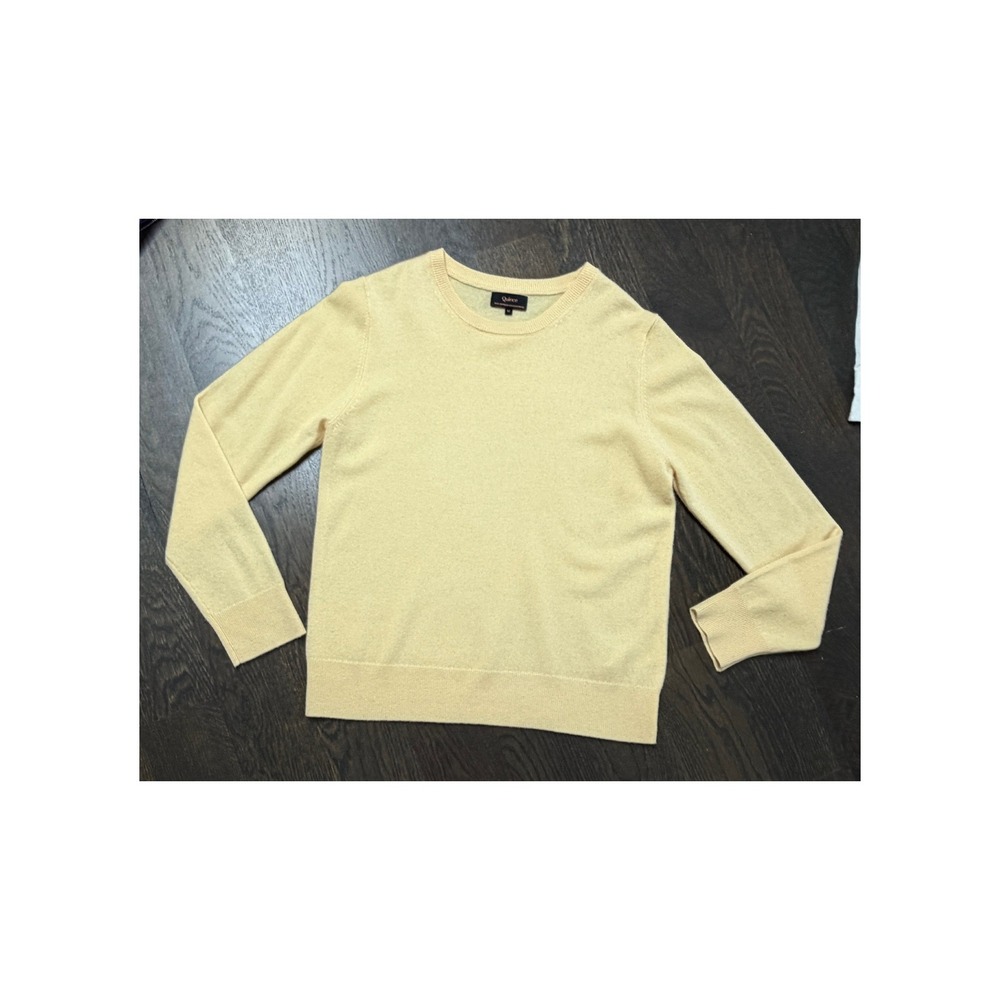 Quince Crewneck Sweater 100% Mongolian Cashmere Pale Yellow Size M Minimalist - Picture 2 of 6